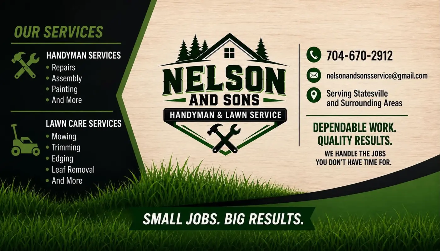 Nelson And Sons service overview with handyman and lawn care services